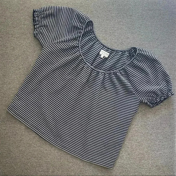 Madewell Texture & Thread Short Sleeve Peasant Blouse Top - Picture 3 of 7